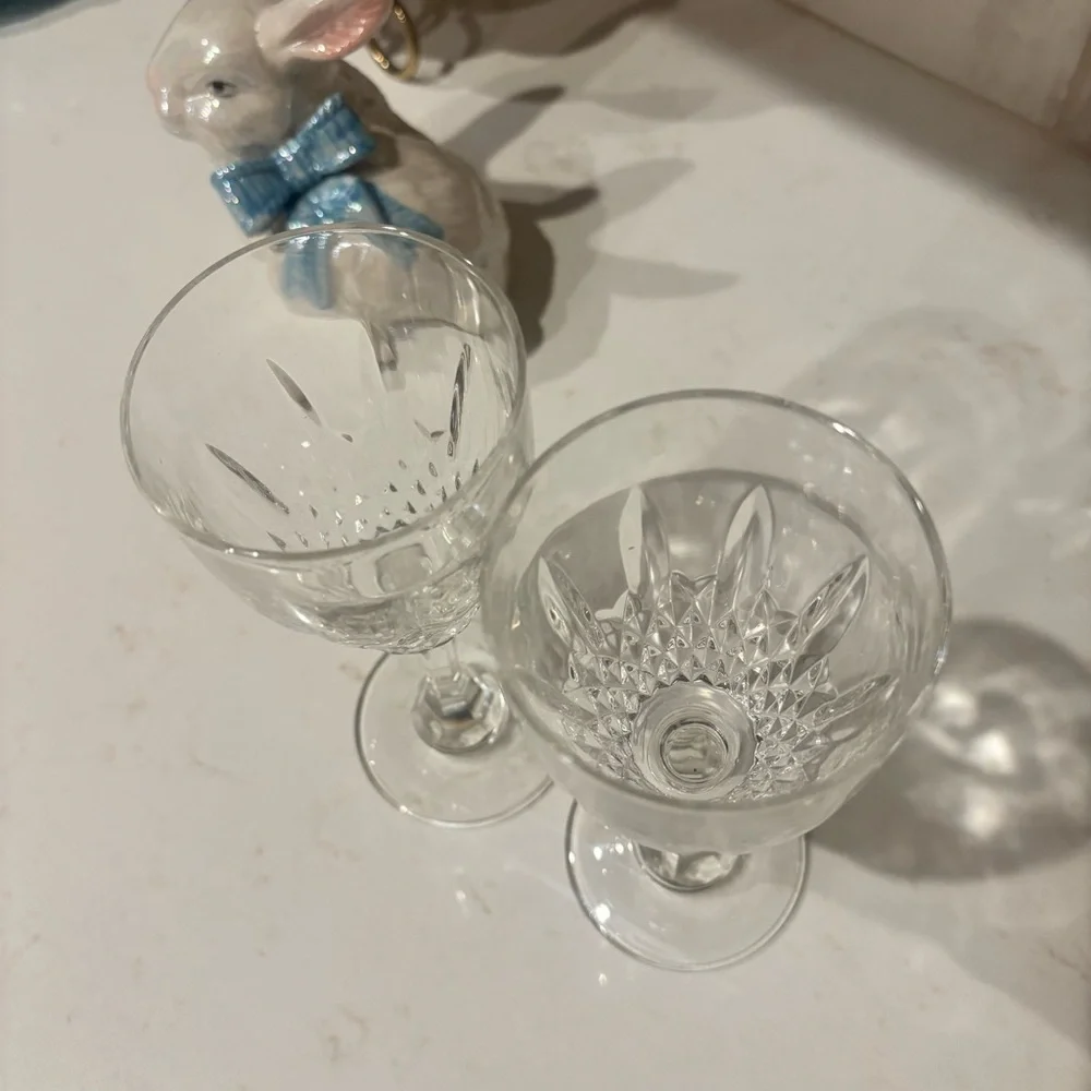 Crystal Cut Wine Glasses - Clear Stemware (Pair)